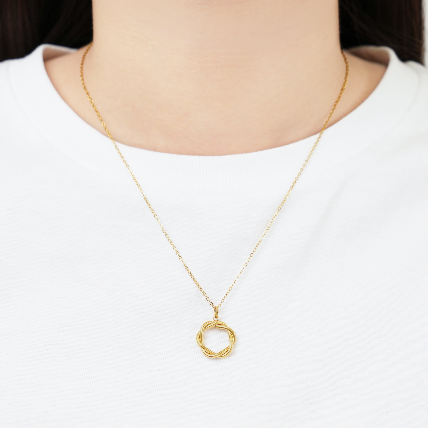 Twist circle pendant necklace(rne0081g)