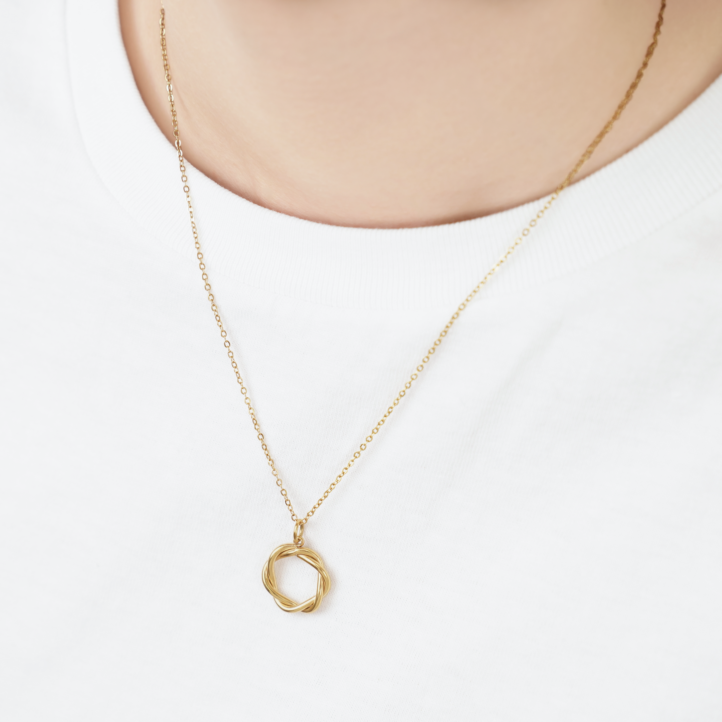 Twist circle pendant necklace(rne0081g)