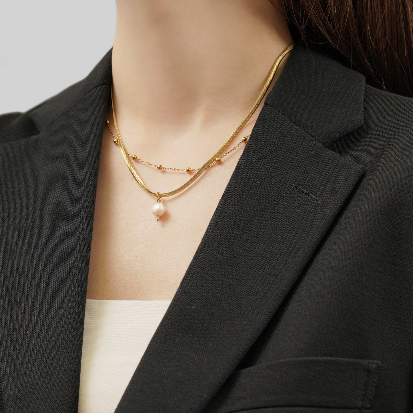 Dot chain necklace(rne0074g)