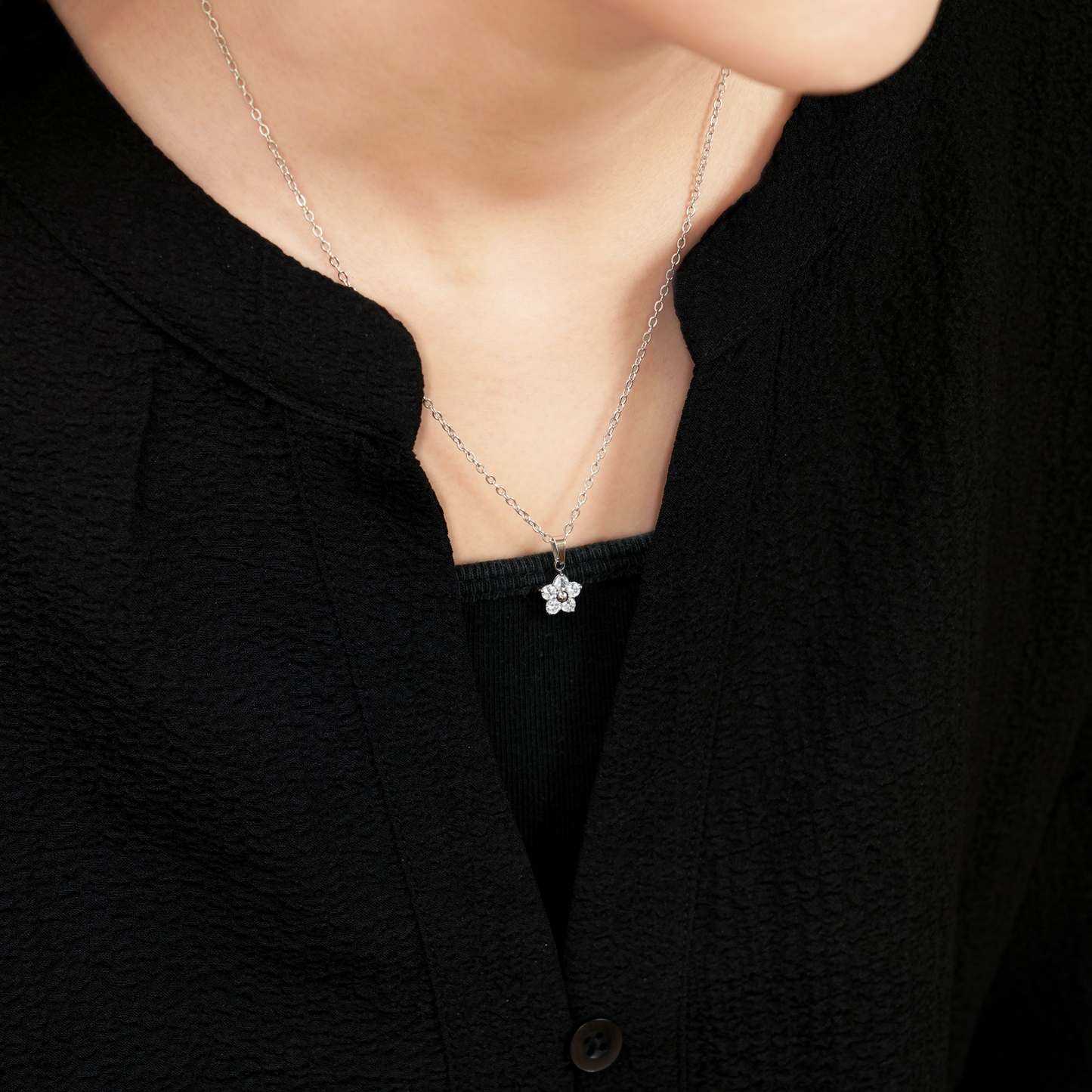 Flower charm necklace (rne0124s)