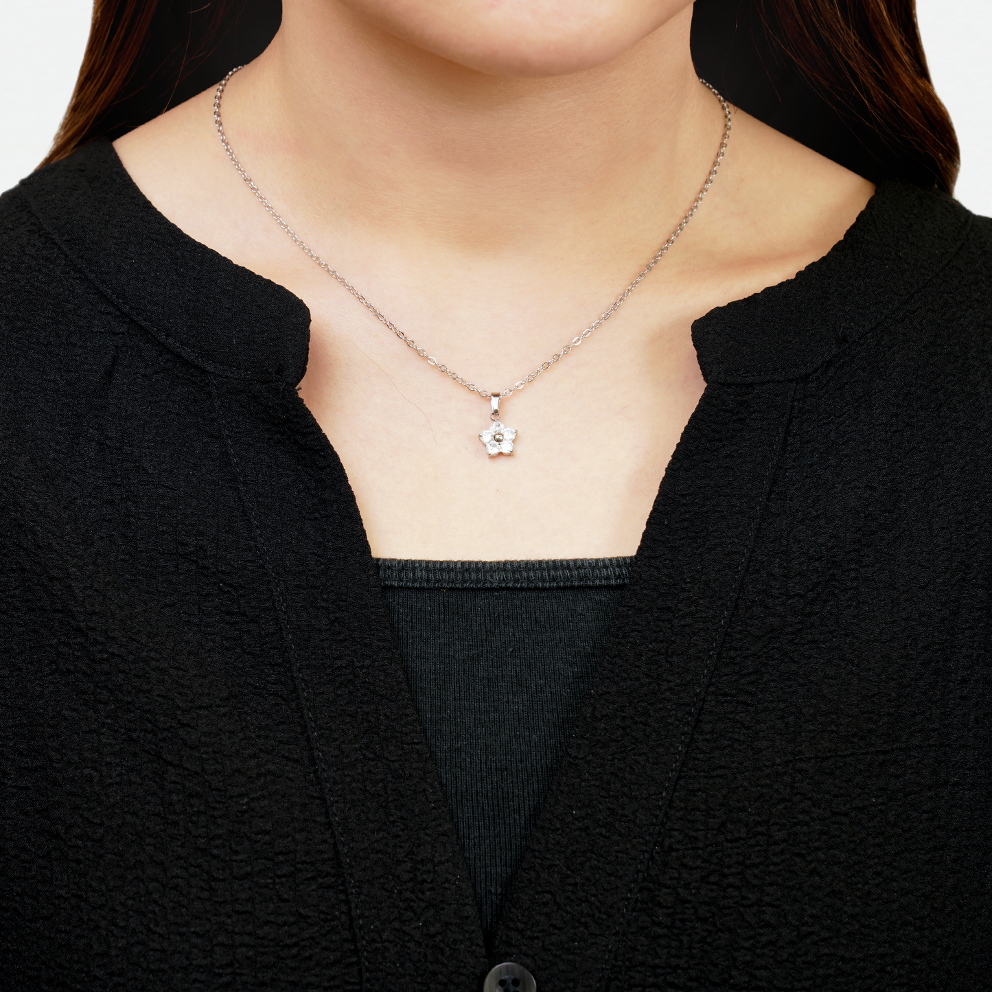 Flower charm necklace (rne0124s)