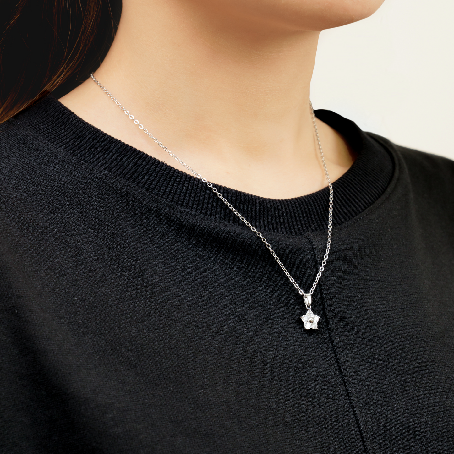 Flower charm necklace (rne0124s)