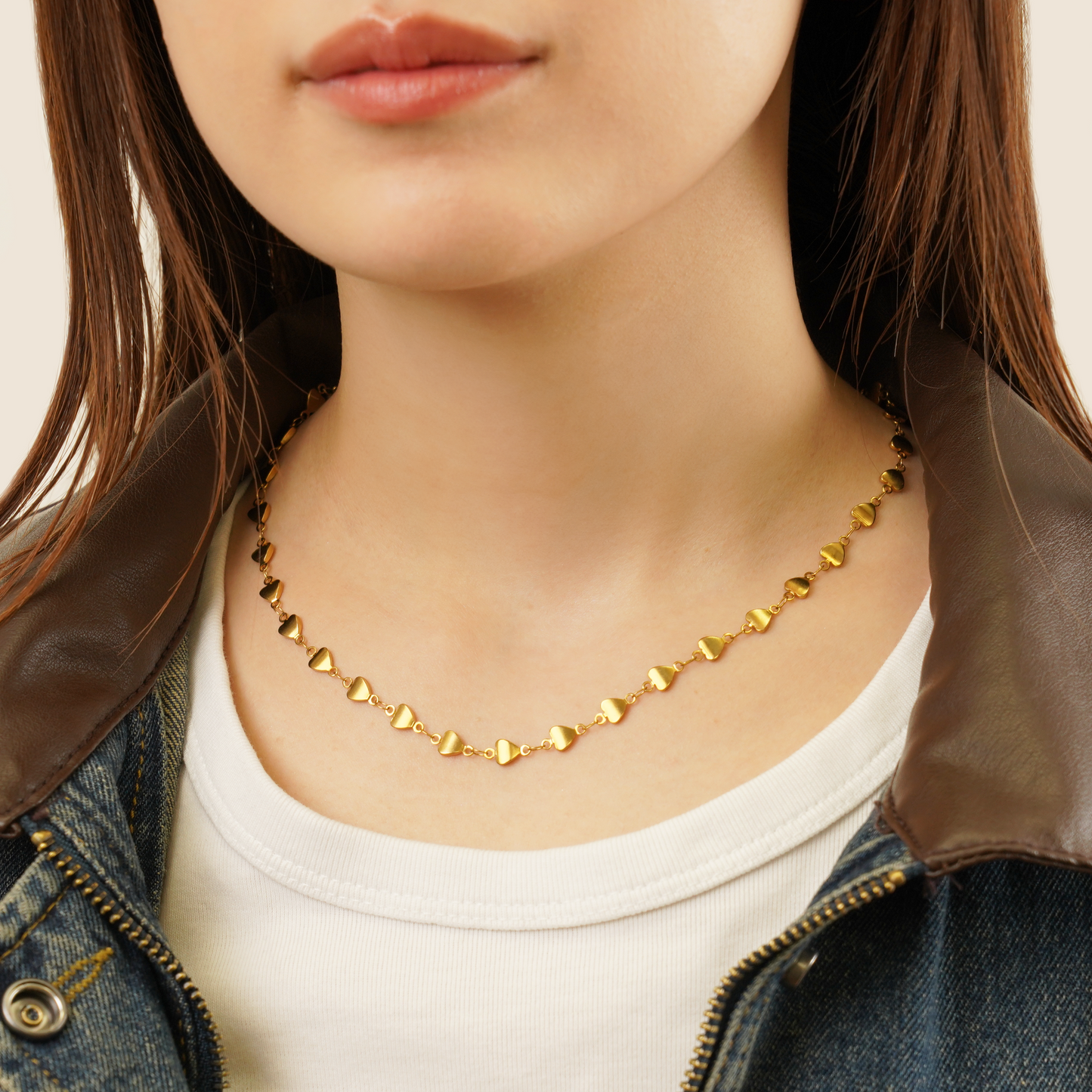 Heart chain necklace(rne0100g)