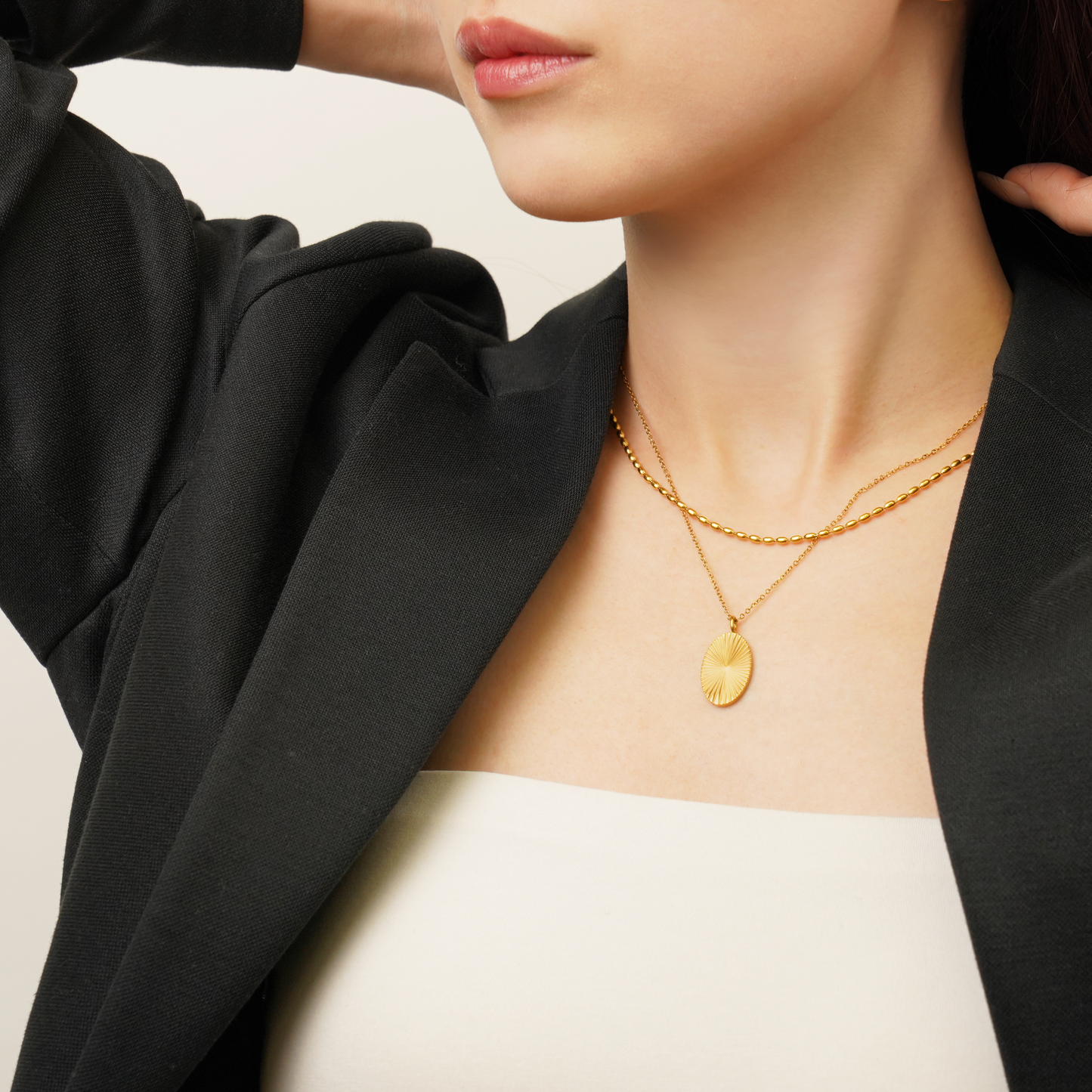 Jagged vertical circle necklace(rne0089g)