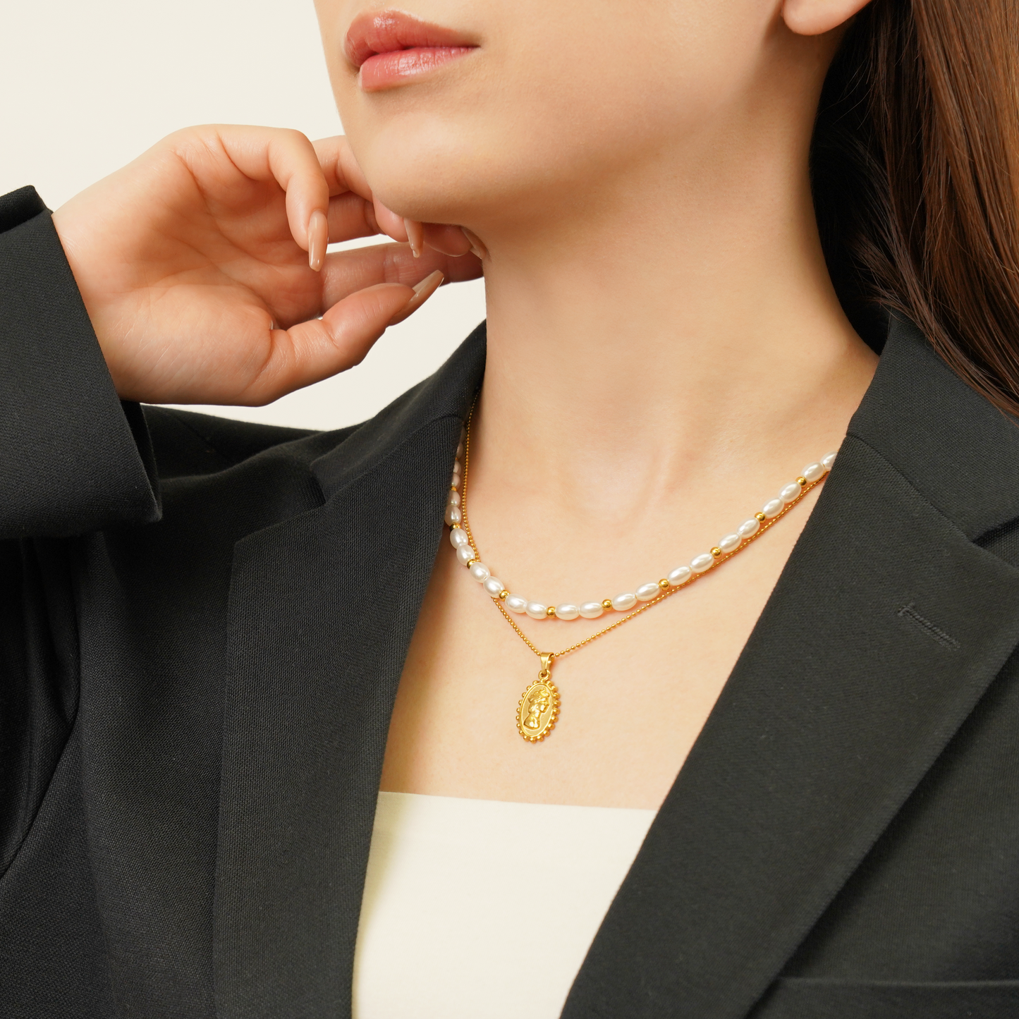 Pearl ball necklace(rne0085g)