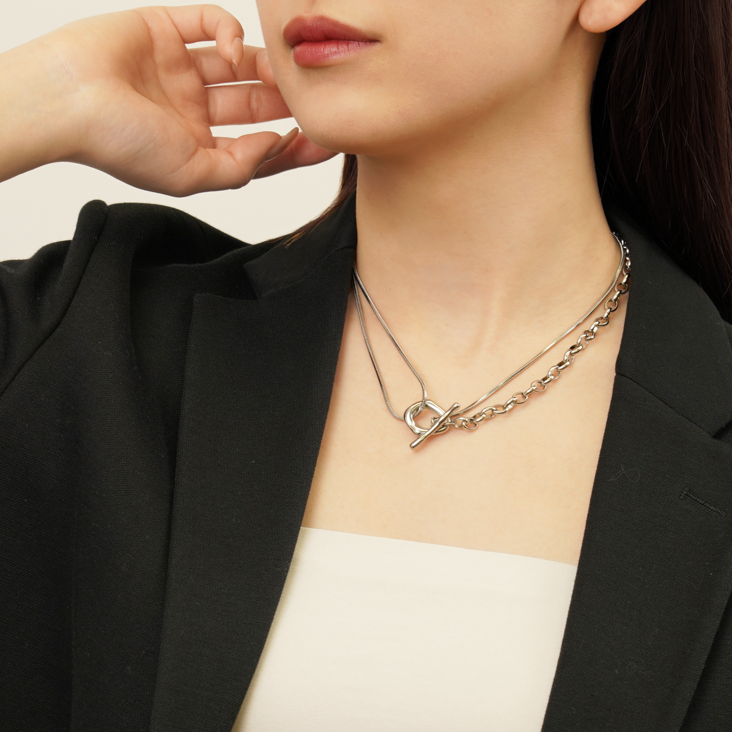 Two types long chain necklace (rne0114s)