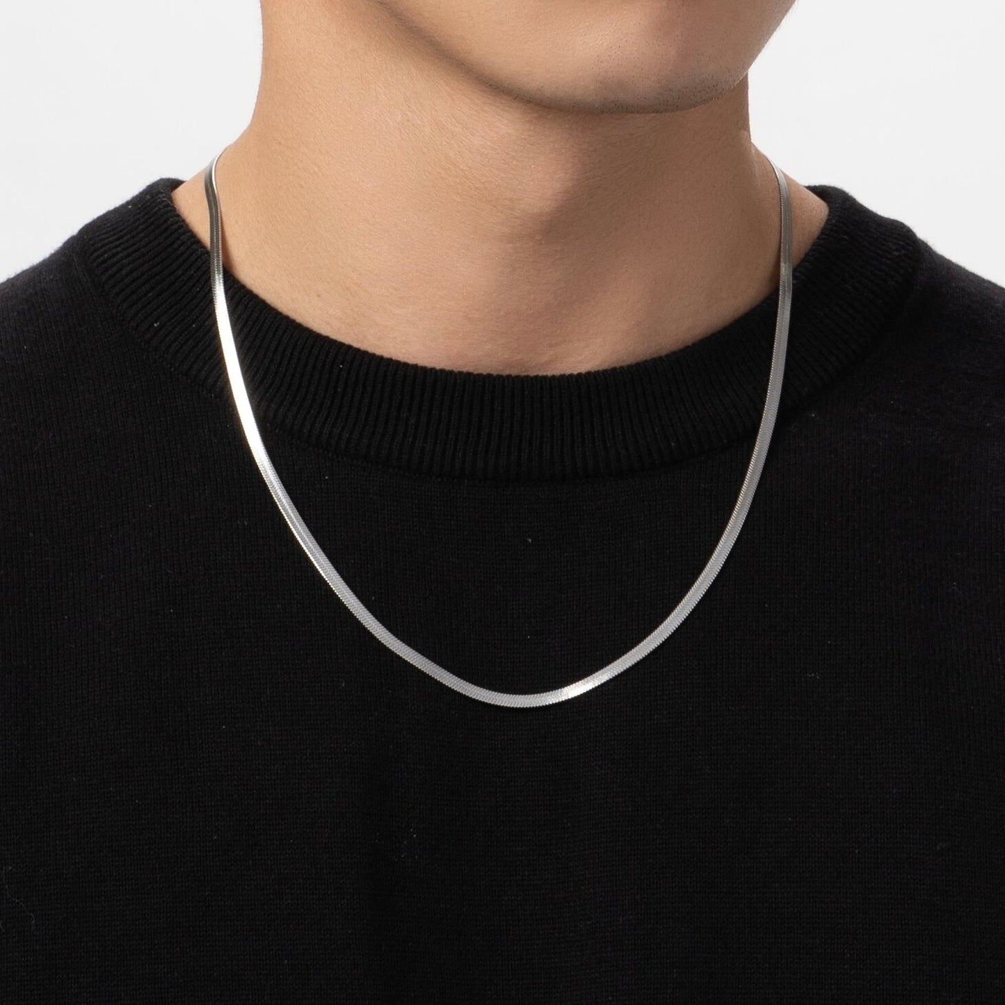 Flat snake chain necklace(cne0023s)