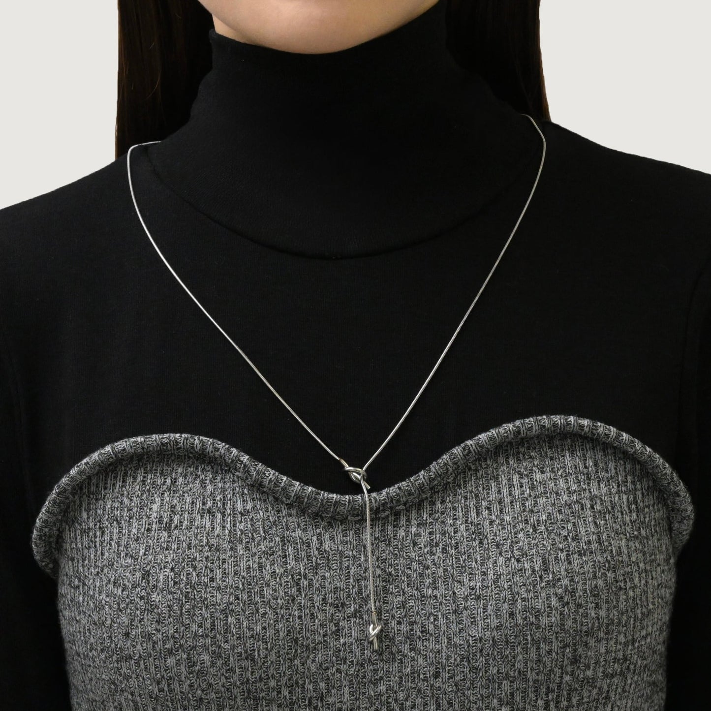 Knot long chain necklace(rne0057s)