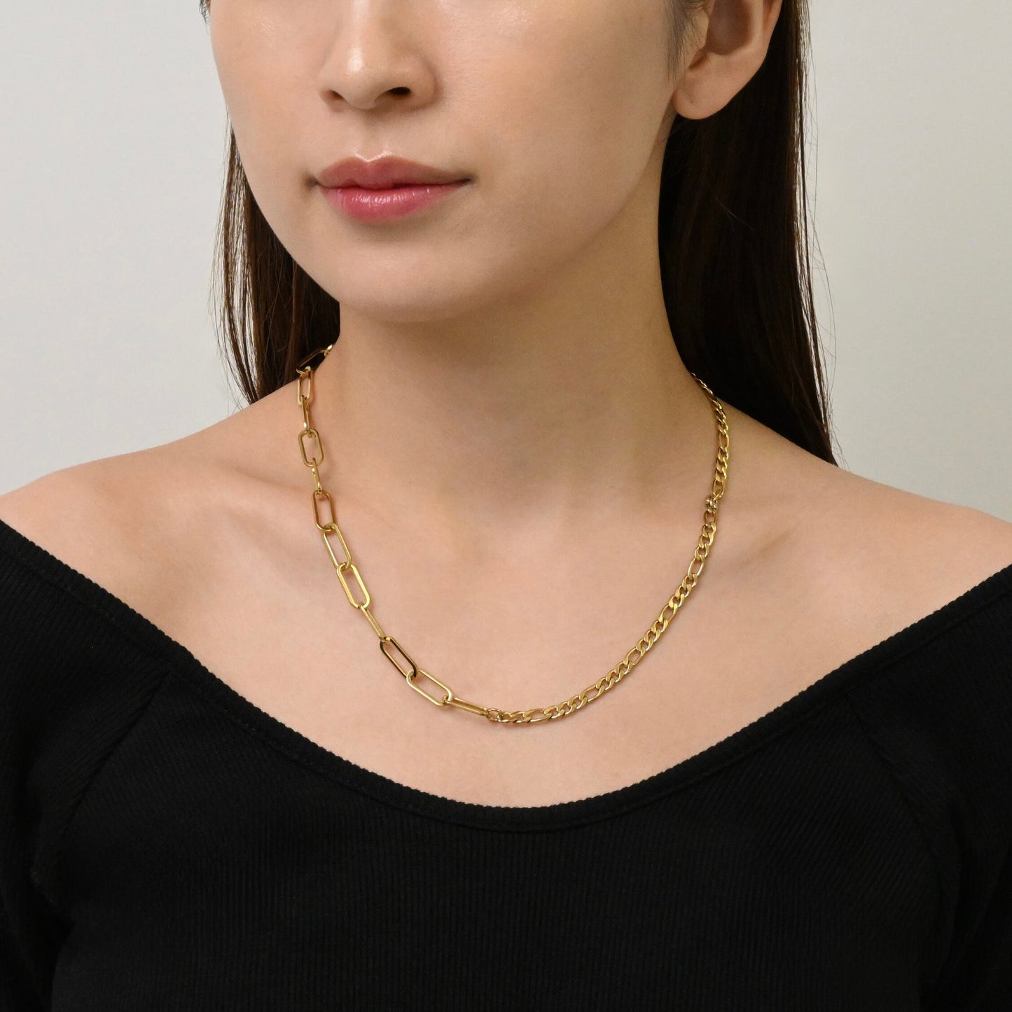 Two types chain necklace(rne0050g)