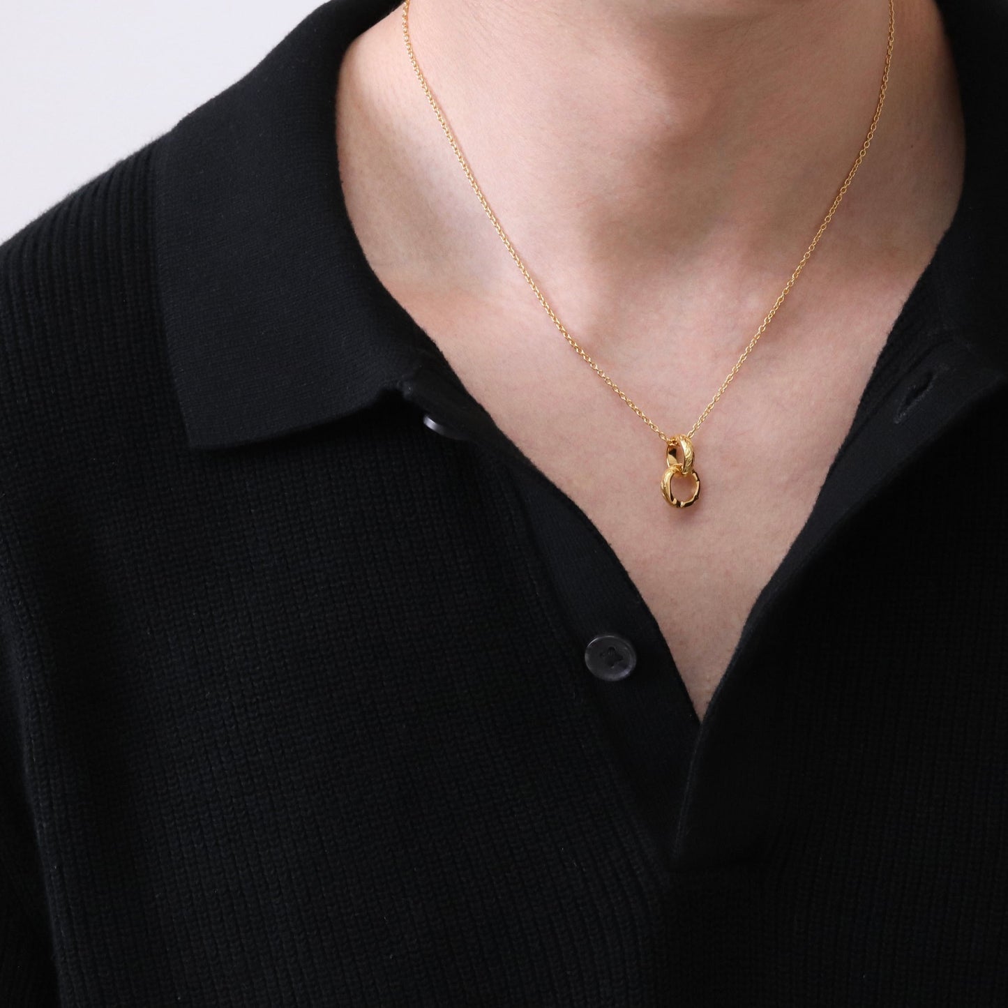 Hawaiian scroll double hoop necklace(Hne0005g)