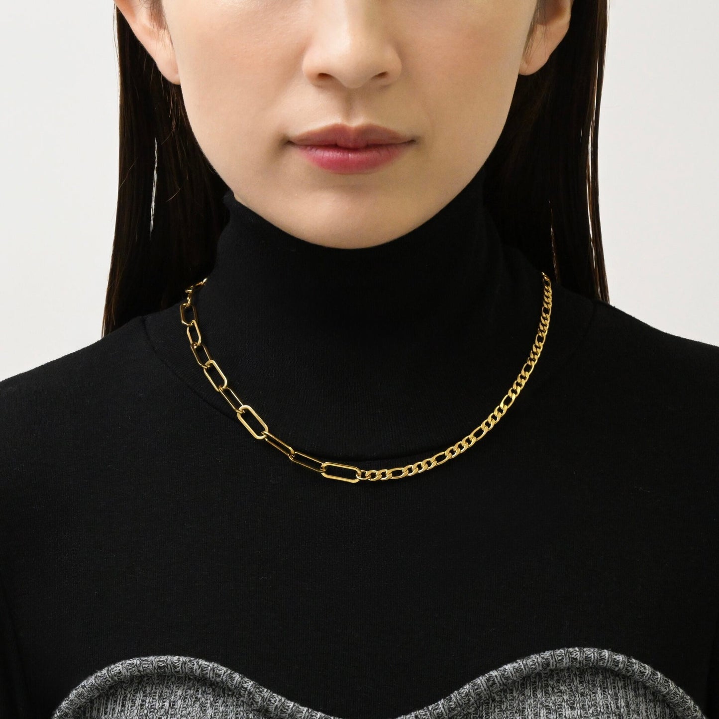 Two types chain necklace(rne0050g)
