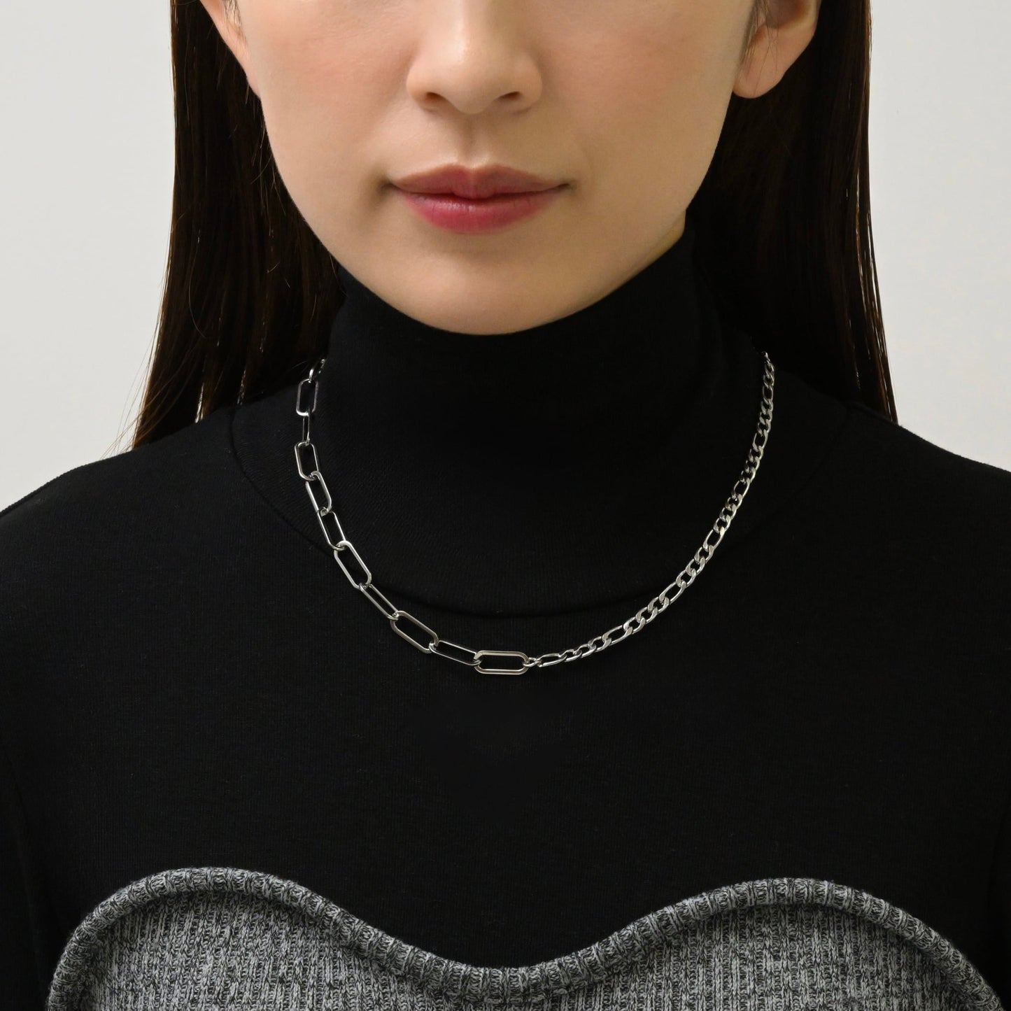 Two types chain necklace(rne0051s)