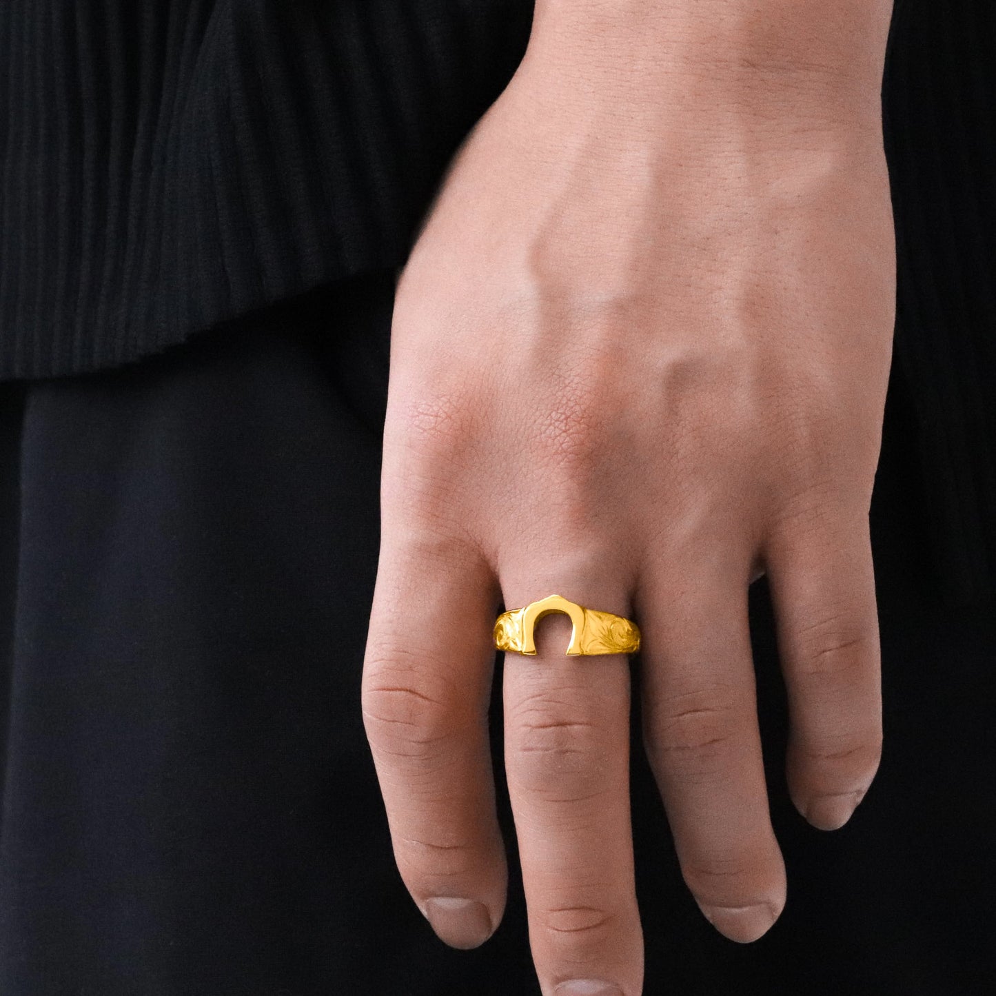 Hawaiian plumeria horseshoe ring(Hri0009g)
