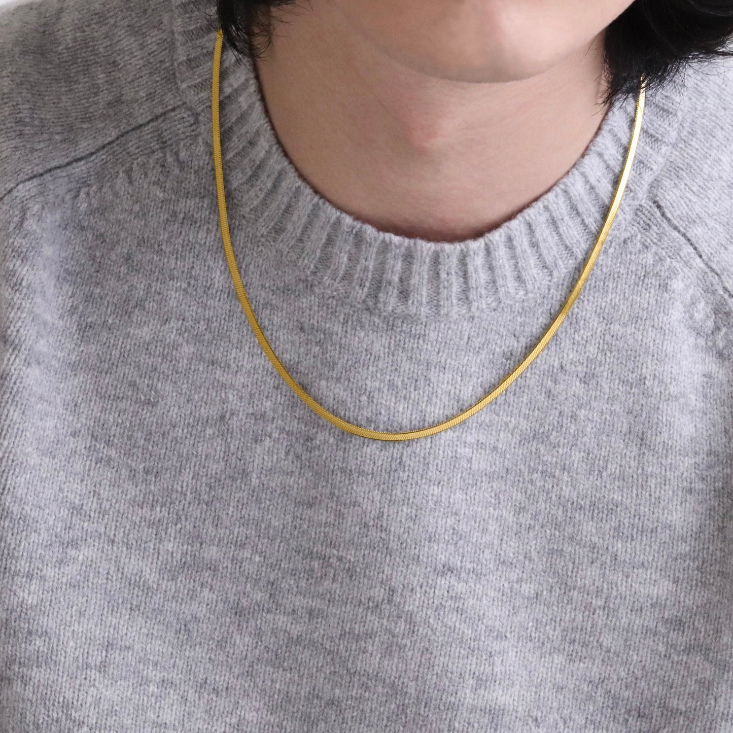 Flat snake chain necklace(cne0022g)