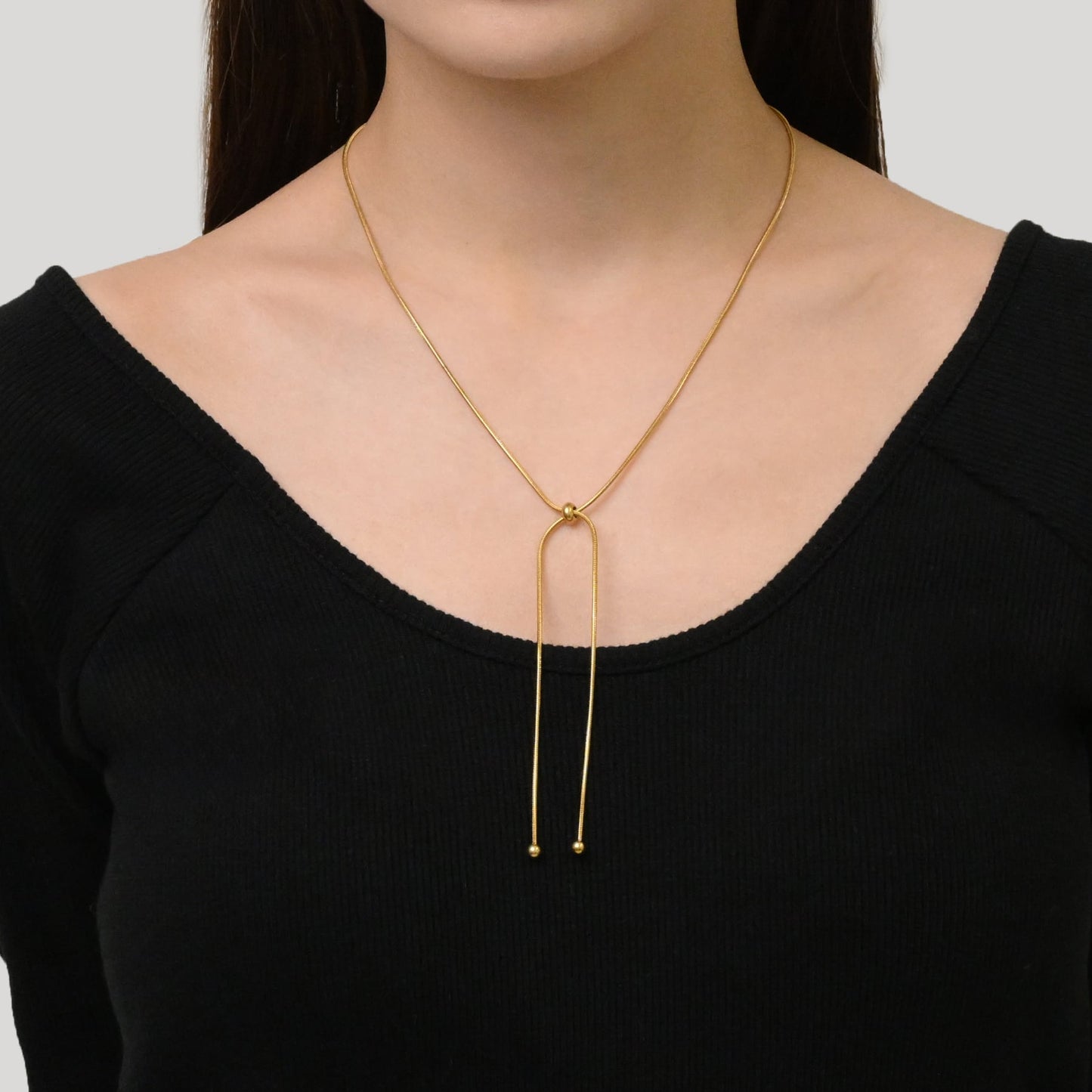 Dot long chain necklace(rne0066g)