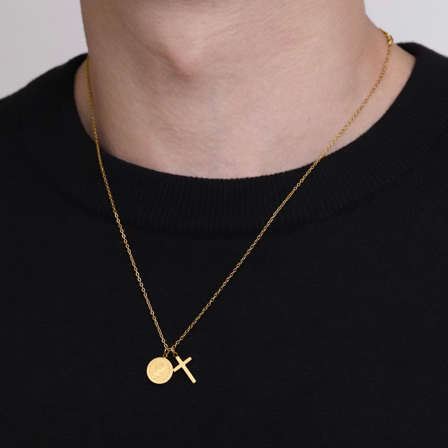 Cross coin necklace(cne0010g)