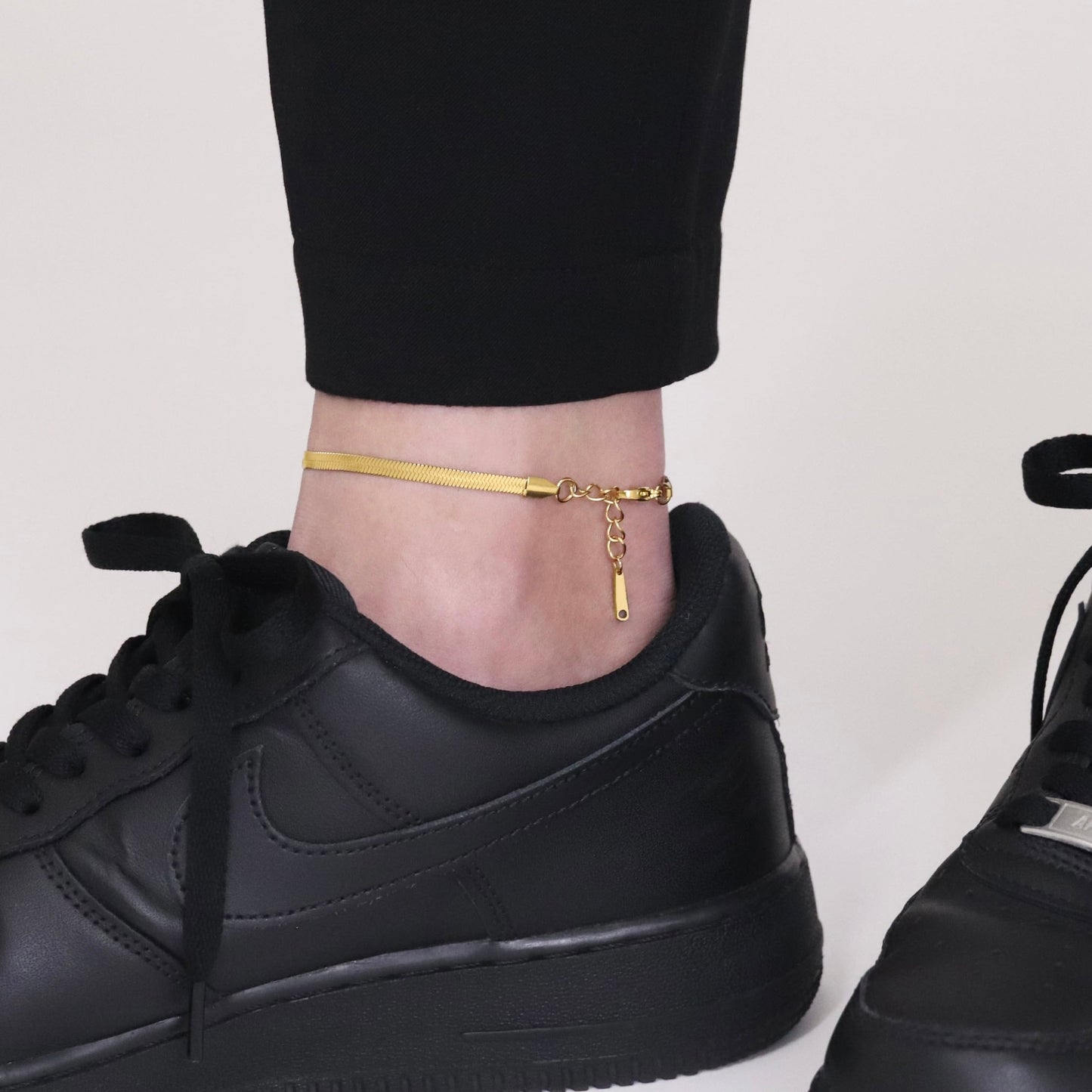 Flat snake chain anklet(can0003g)