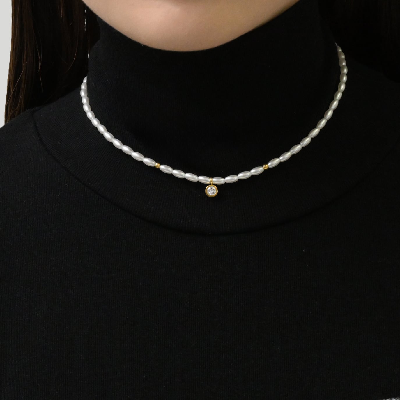 Cz pearl necklace(rne0060g)