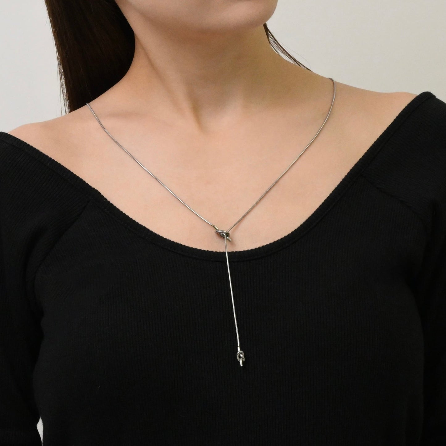 Knot long chain necklace(rne0057s)