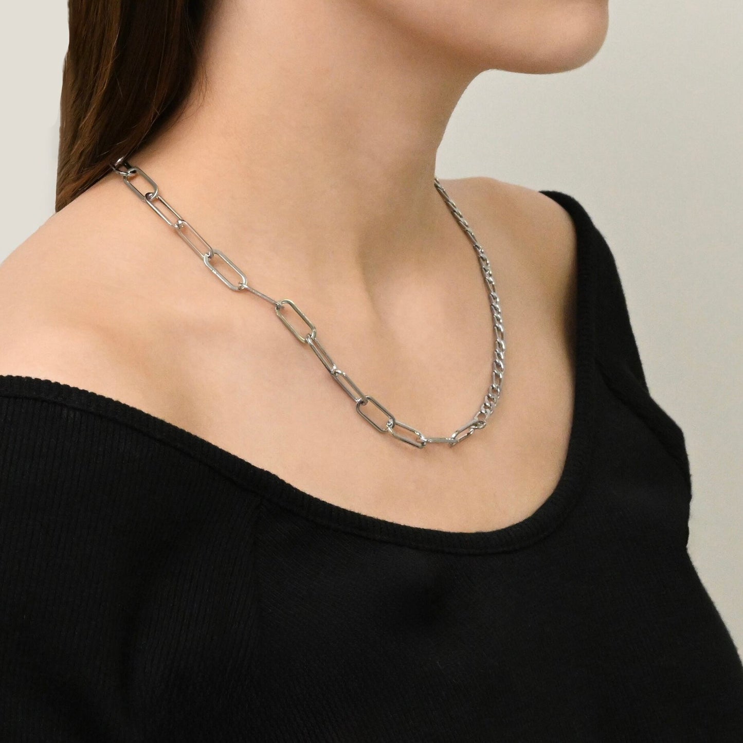 Two types chain necklace(rne0051s)