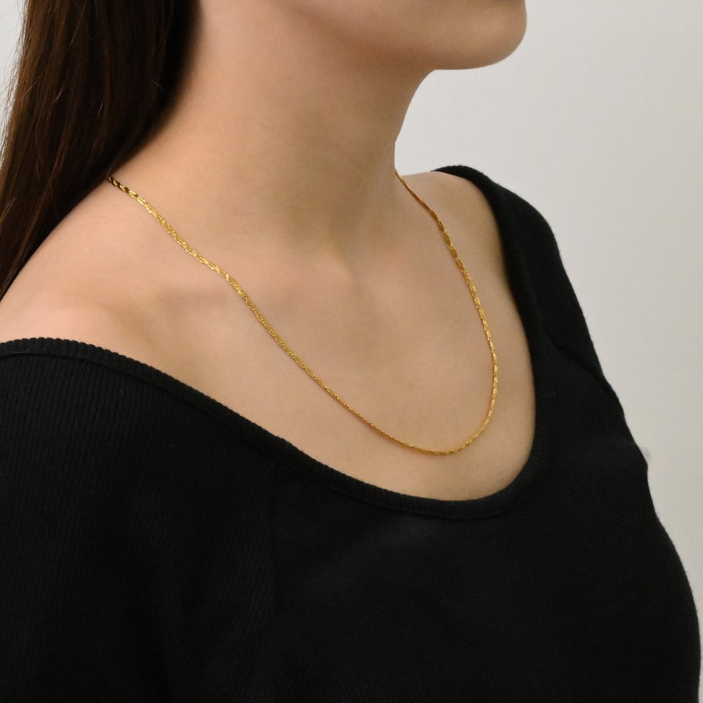Flat rope chain necklace(rne0014g)