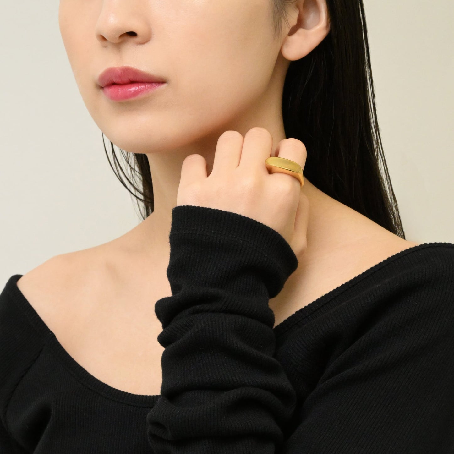 Unique ellipse signet ring(rri0063g)