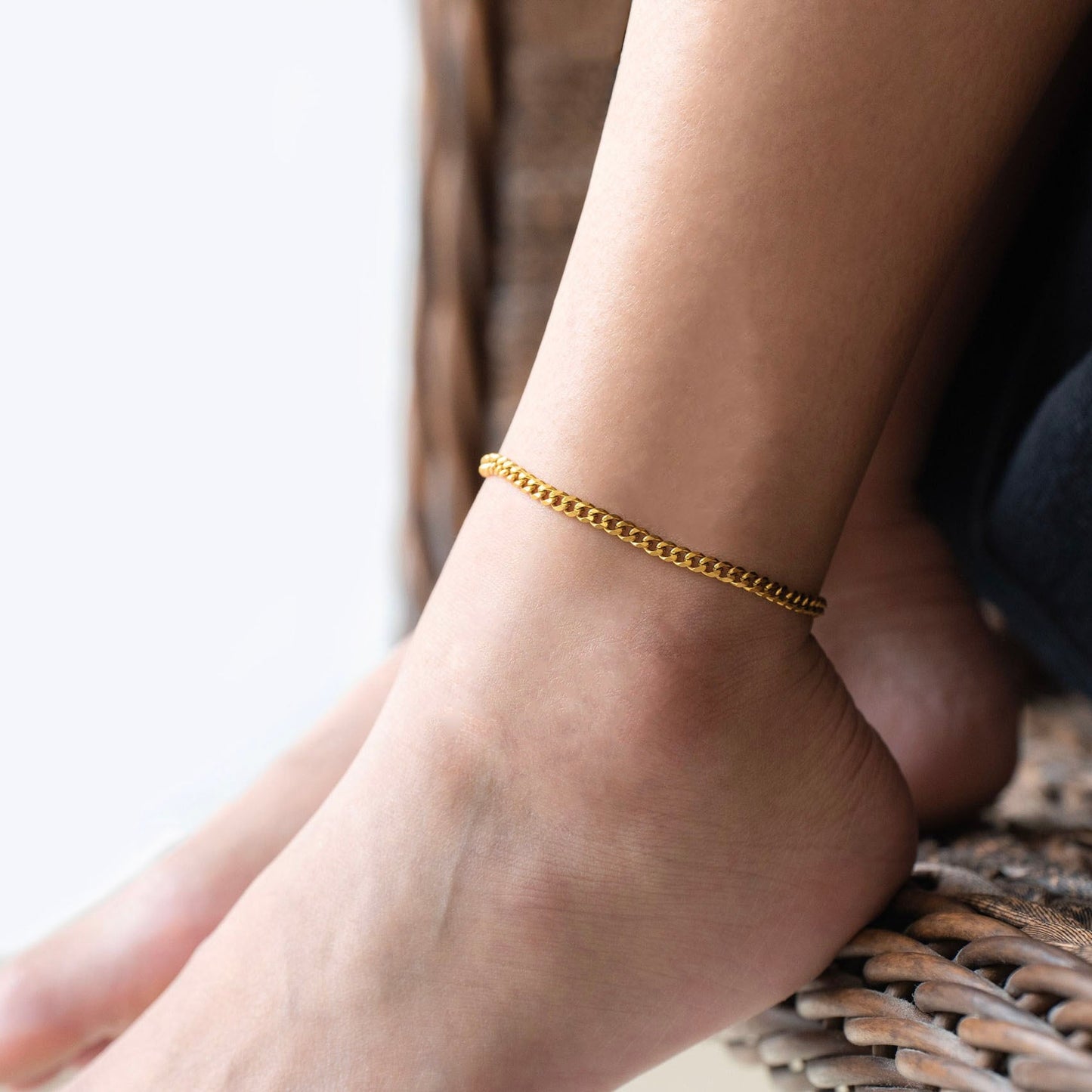 Flat link chain anklet(can0001g)