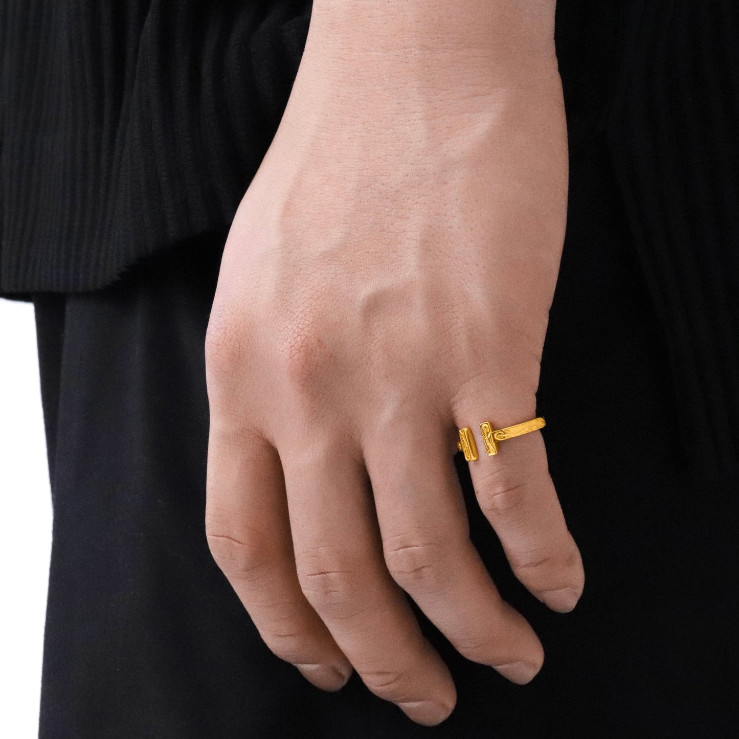 Hawaiian scroll T-shape ring(Hri0011g)