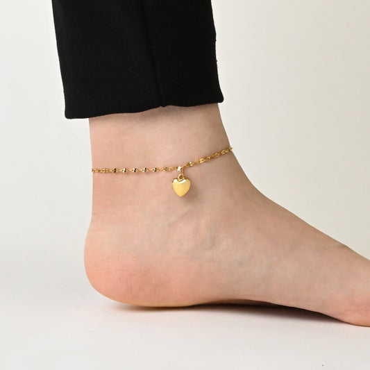 Heart pental chain anklet(ran0009g)