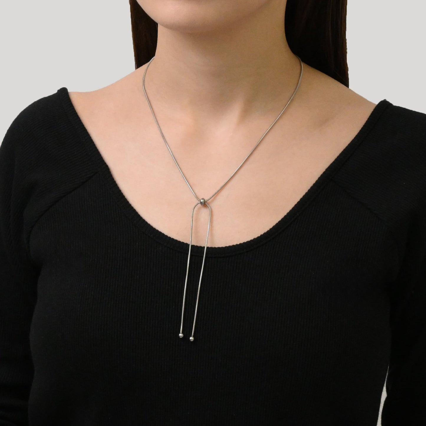 Dot long chain necklace(rne0067s)