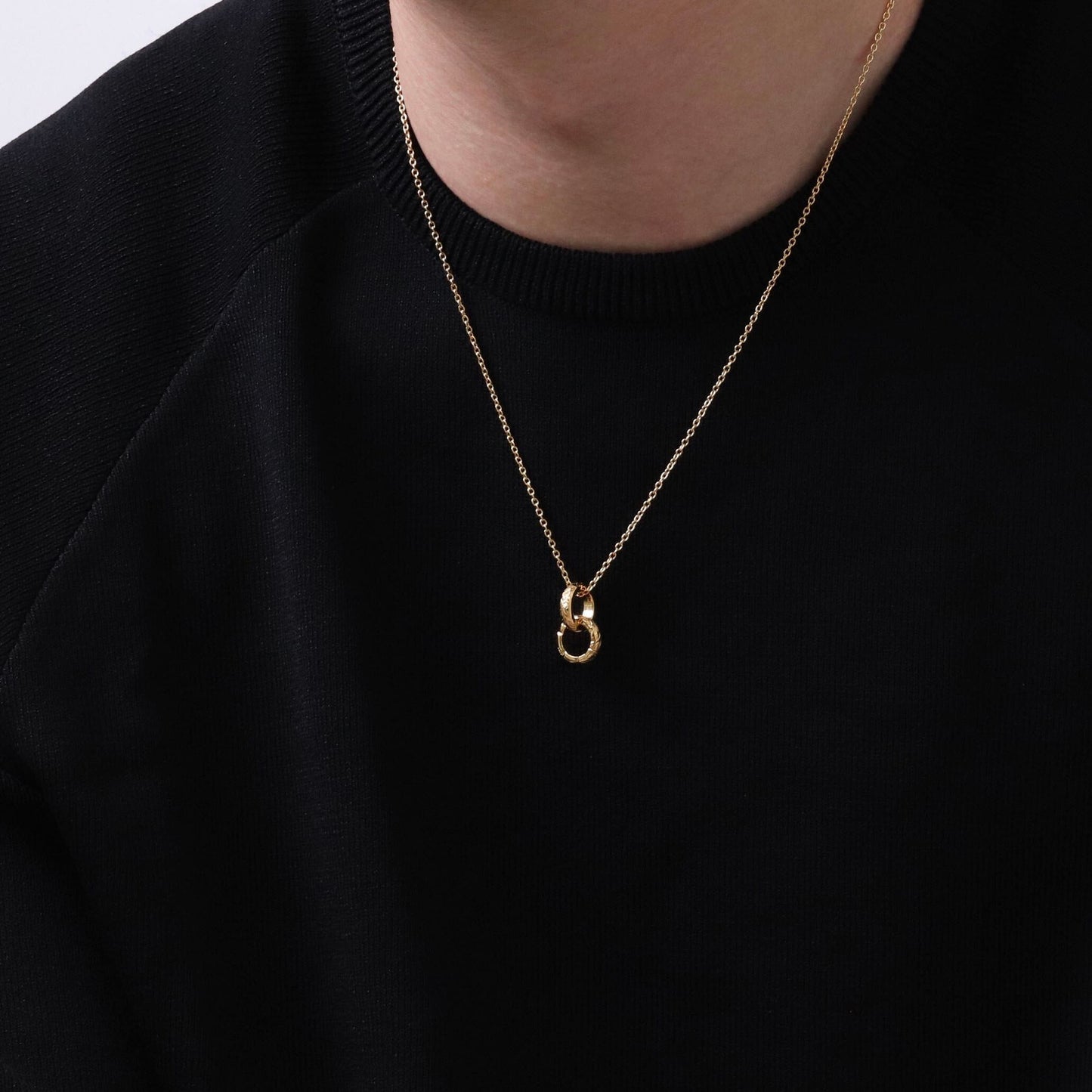 Hawaiian scroll double hoop necklace(Hne0005g)