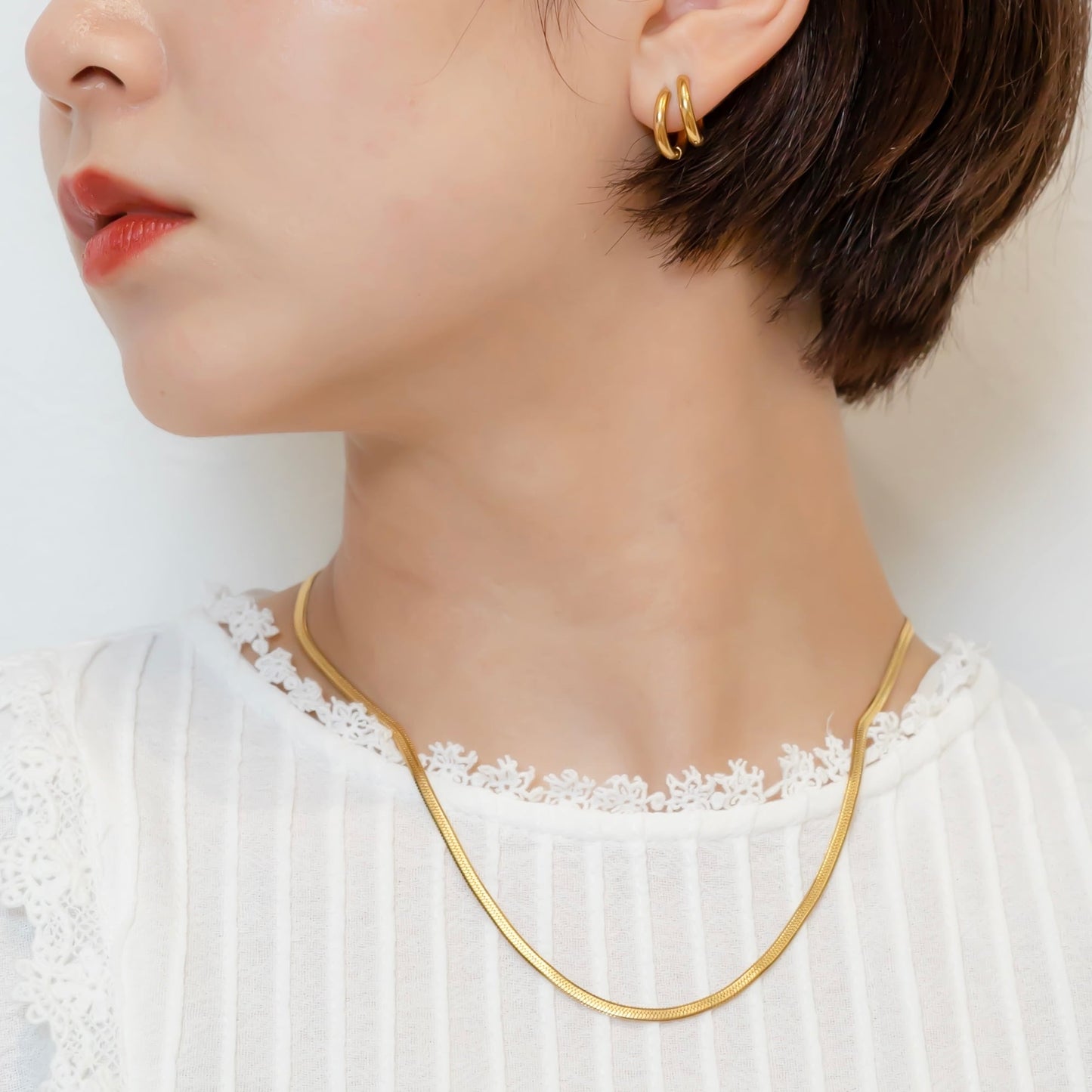 Flat snake chain necklace(cne0022g)