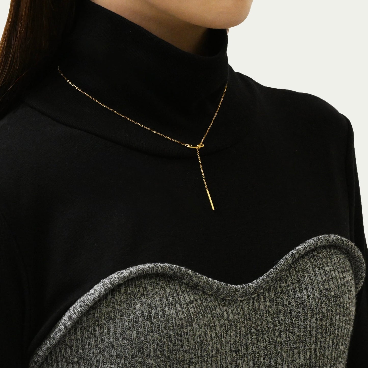 Thin stick long necklace(rne0082g)