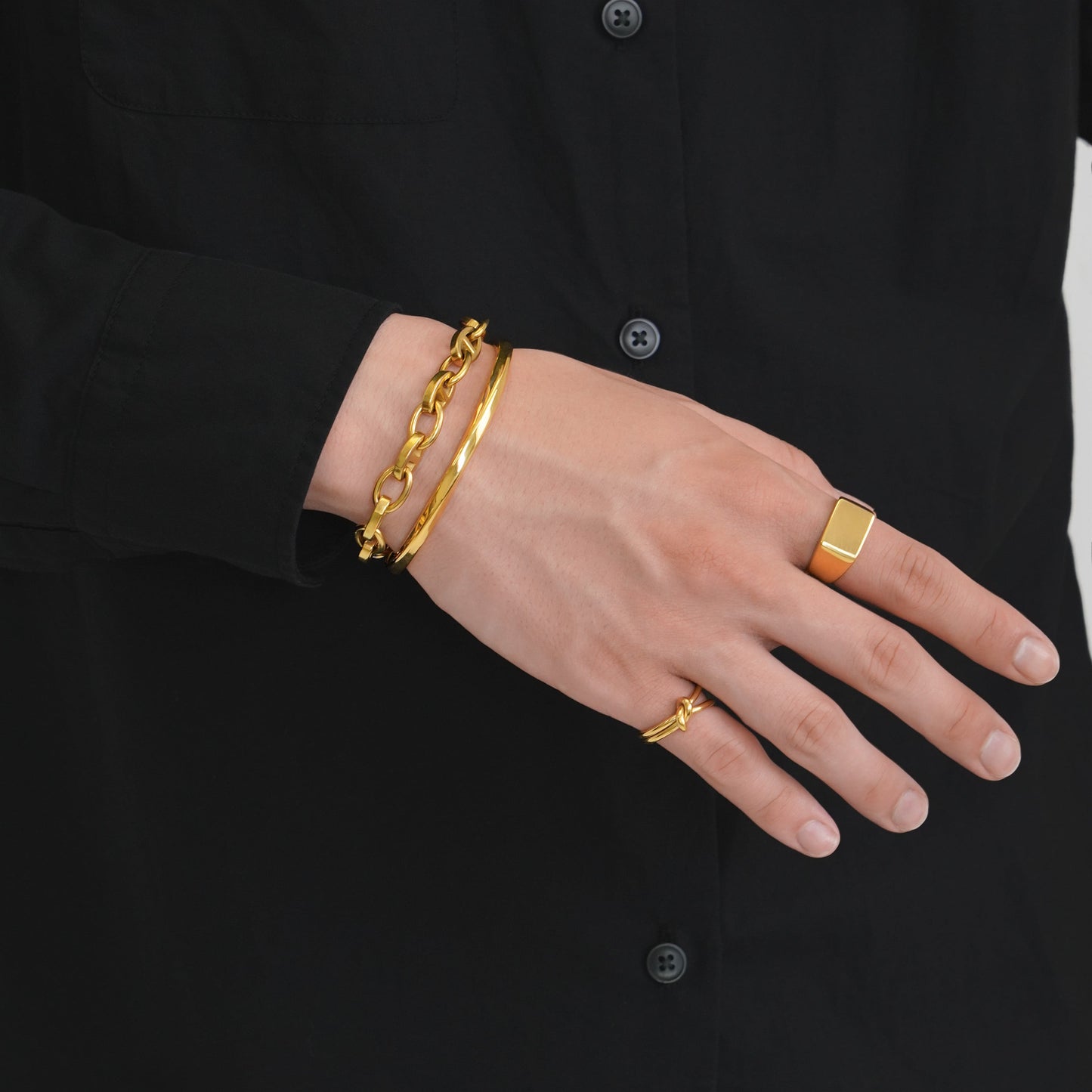 Slim square signet ring(cri0039g)