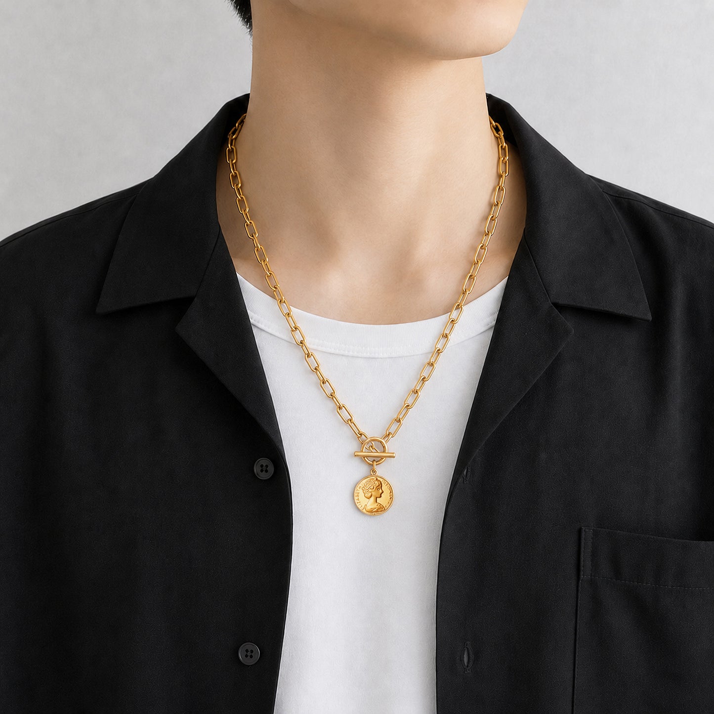 Clip chain coin necklace(cne0116g)