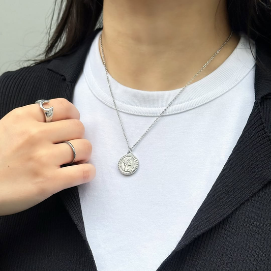 Queen coin necklace styling