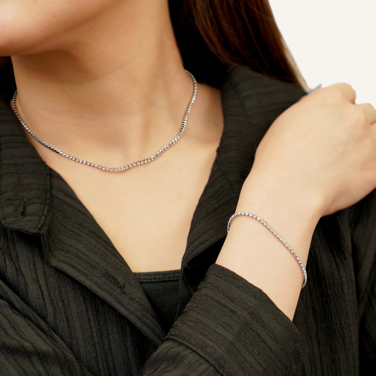 Cz tennis necklace (rne0120s)