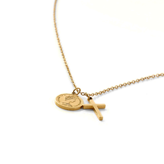 Cross coin necklace(cne0010g)