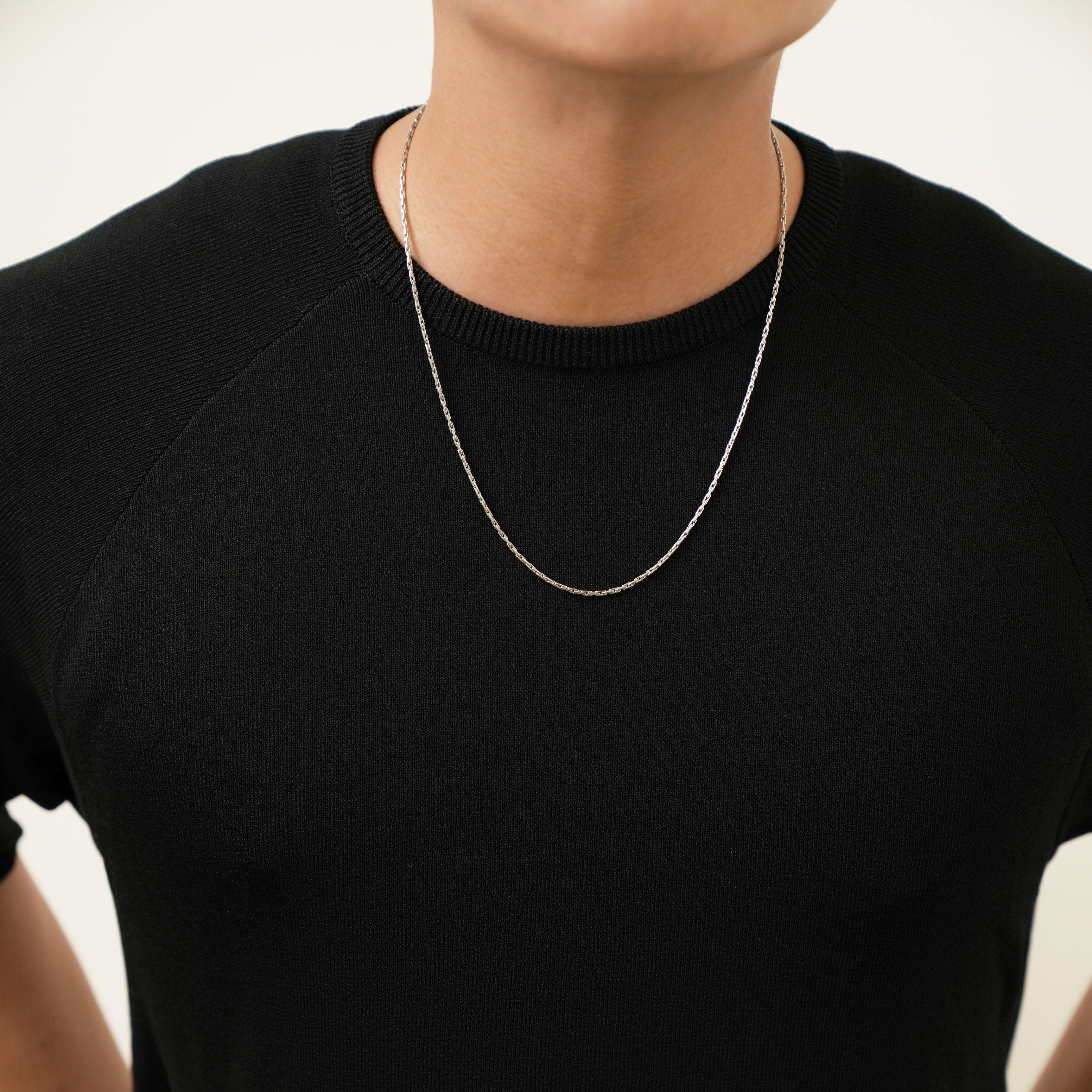 Dual oval chain slim necklace silver｜cross Jewellia｜金アレ対応