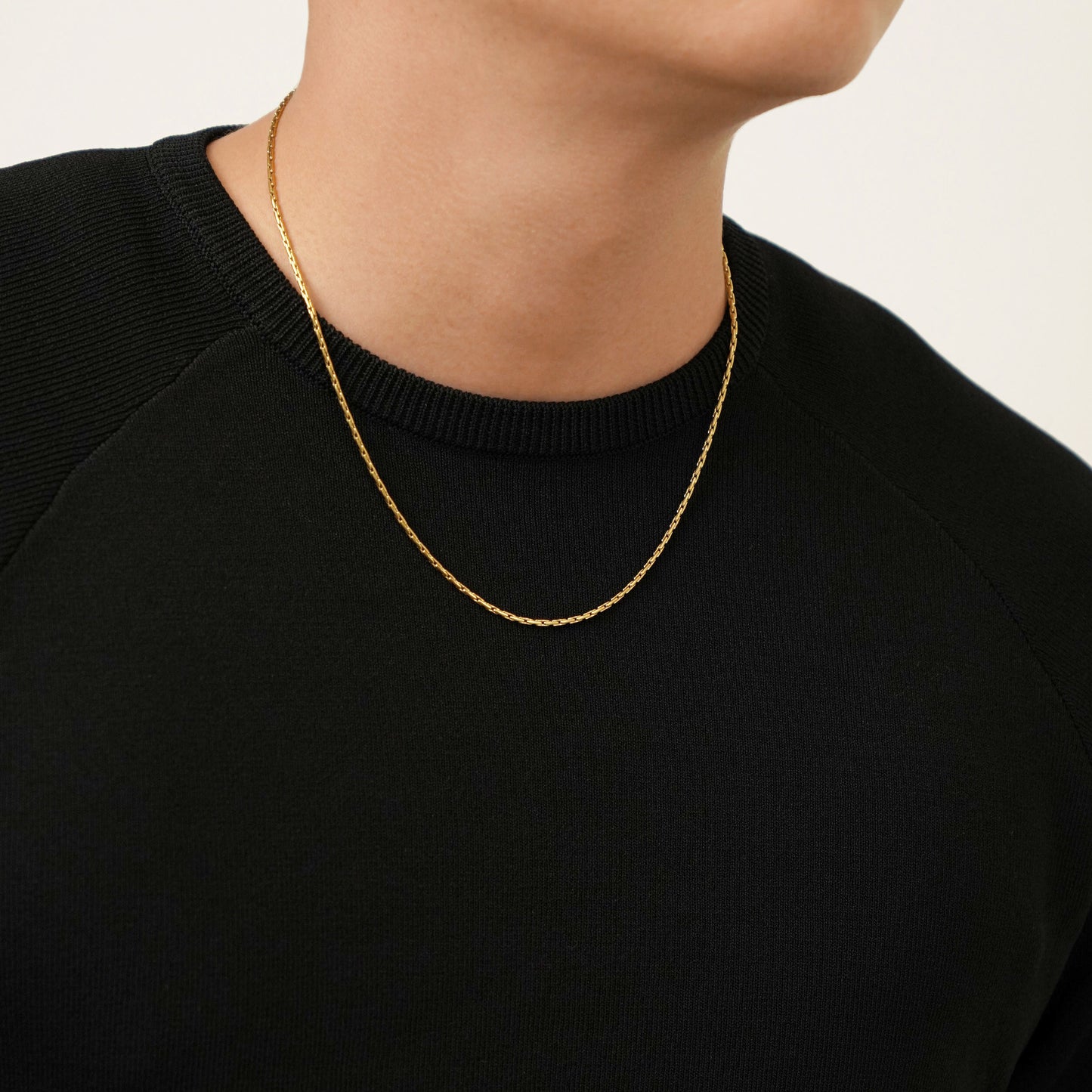 Dual oval chain slim necklace (cne0112g)