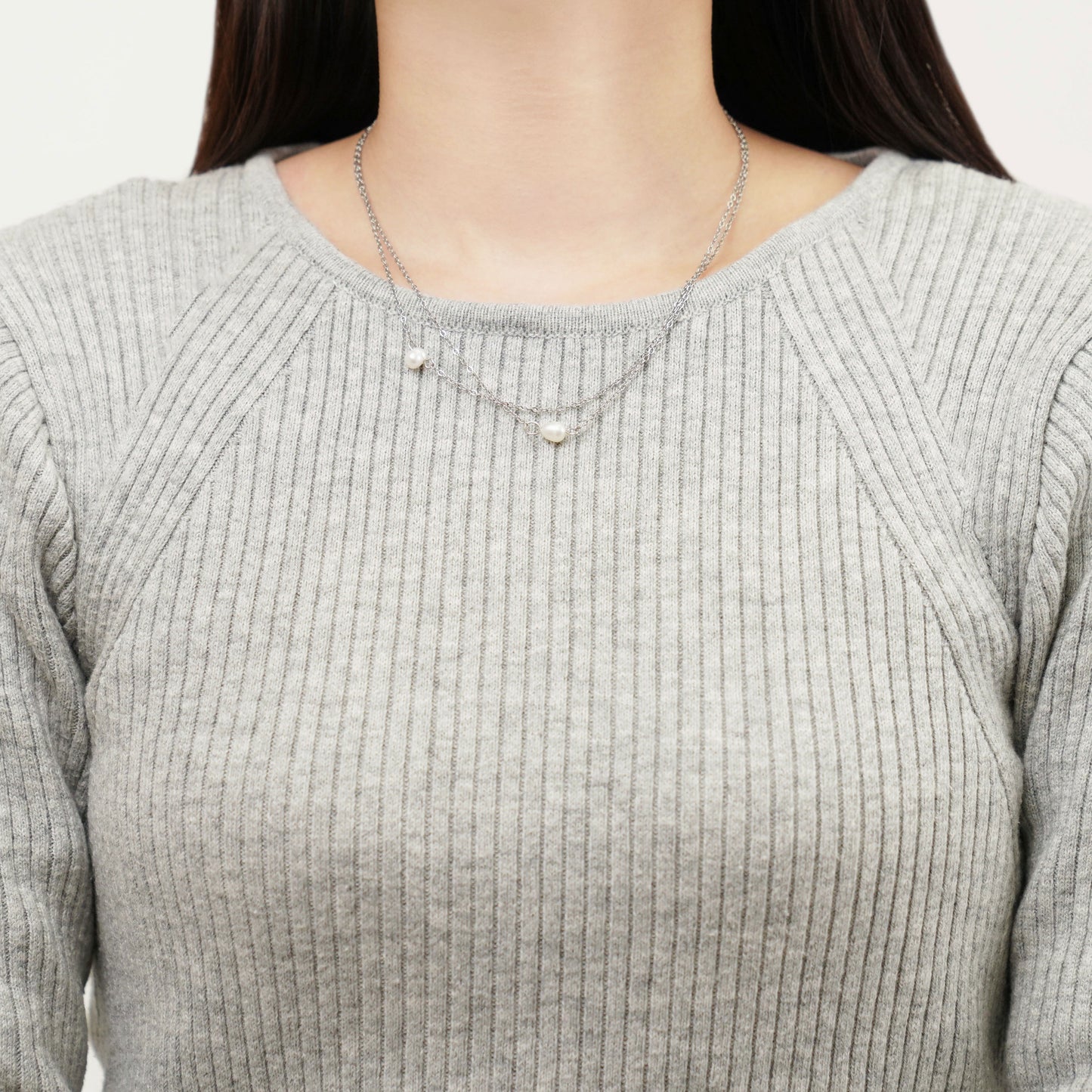 Double pearl necklace (rne0132s)