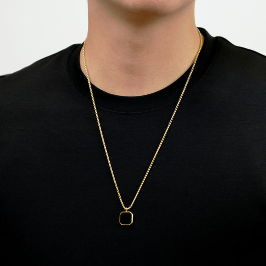 Black square pendant necklace(cne0047g)