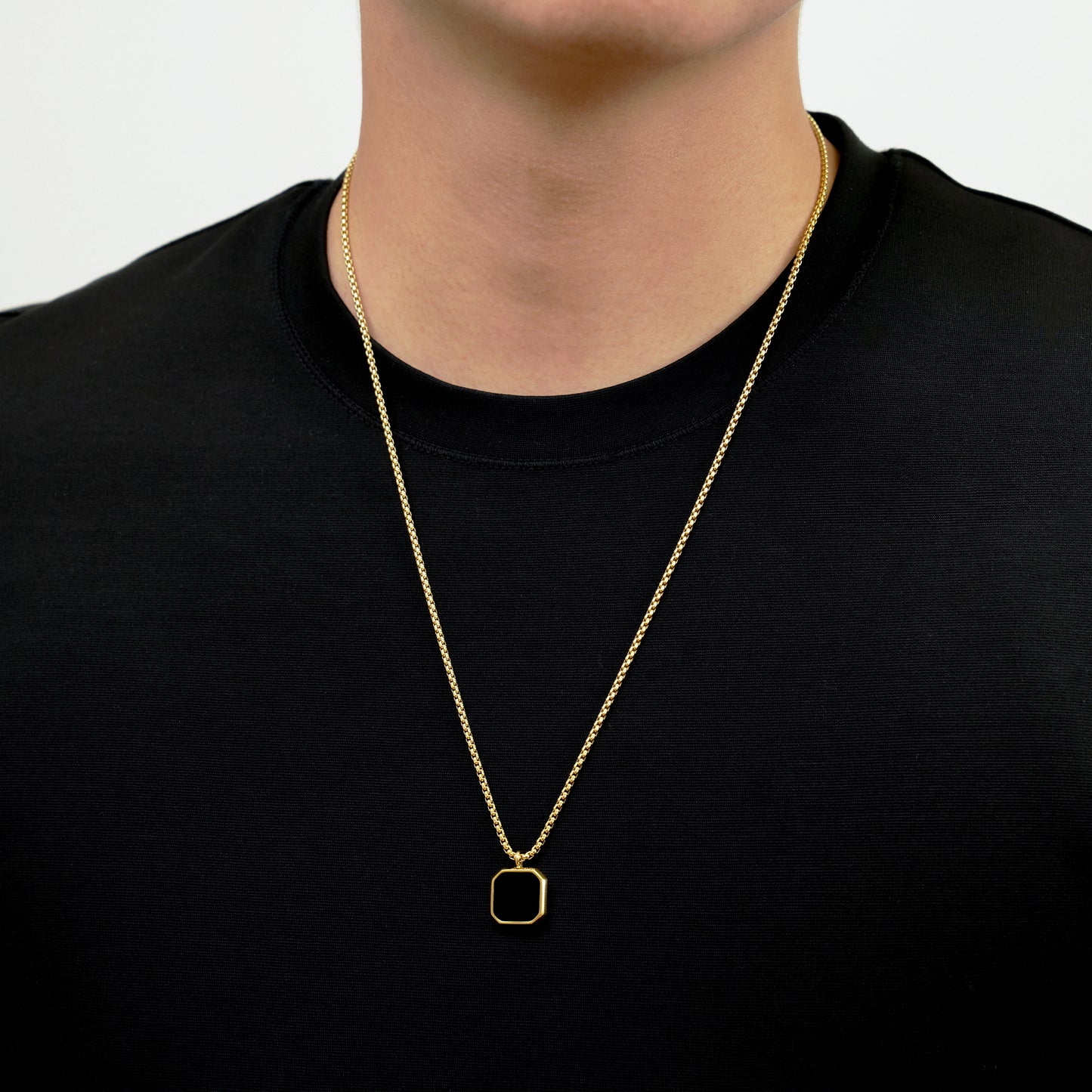 Black square pendant necklace(cne0048s)