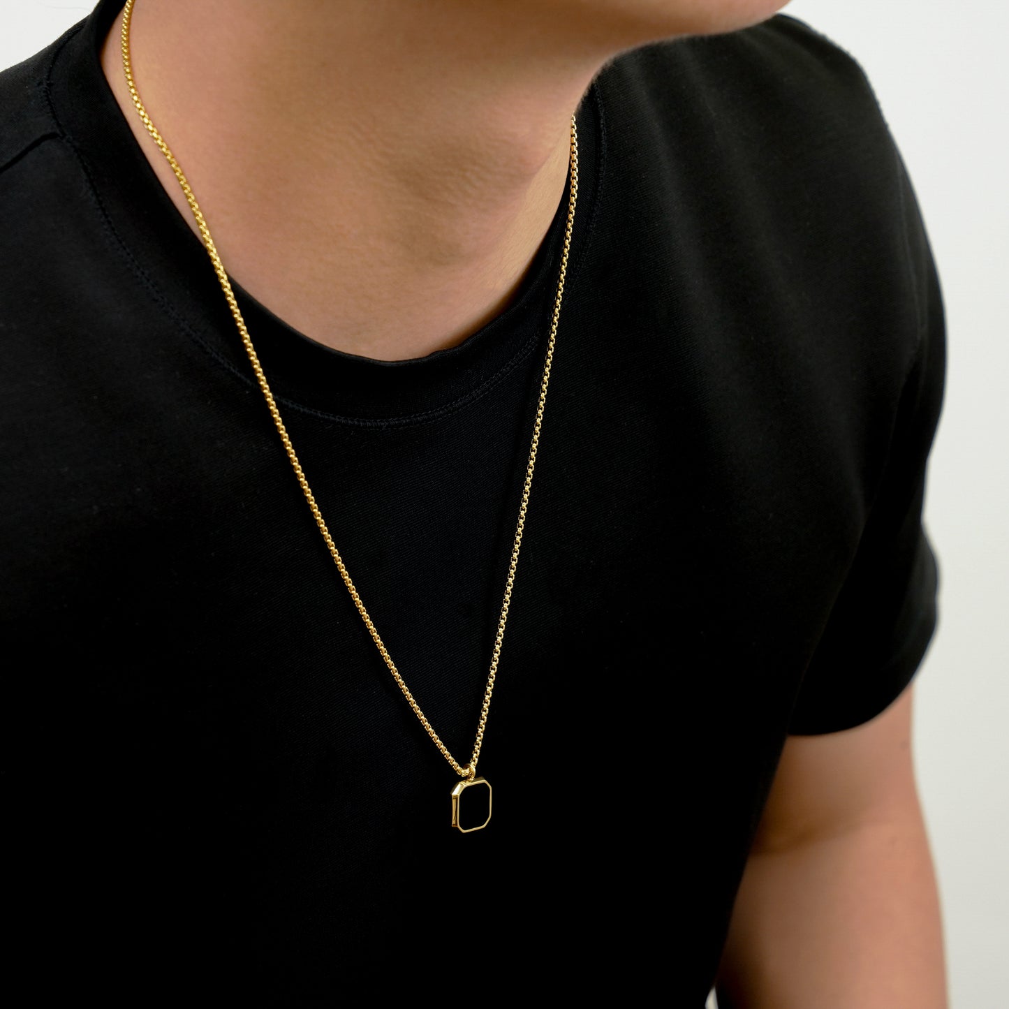 Black square pendant necklace(cne0048s)