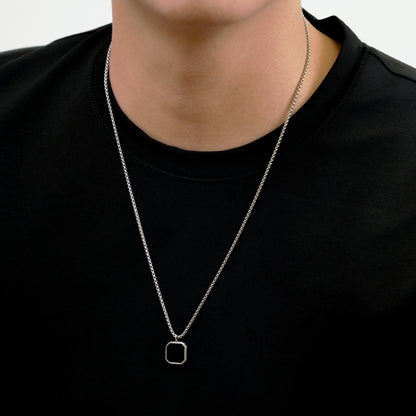 Black square pendant necklace(cne0048s)