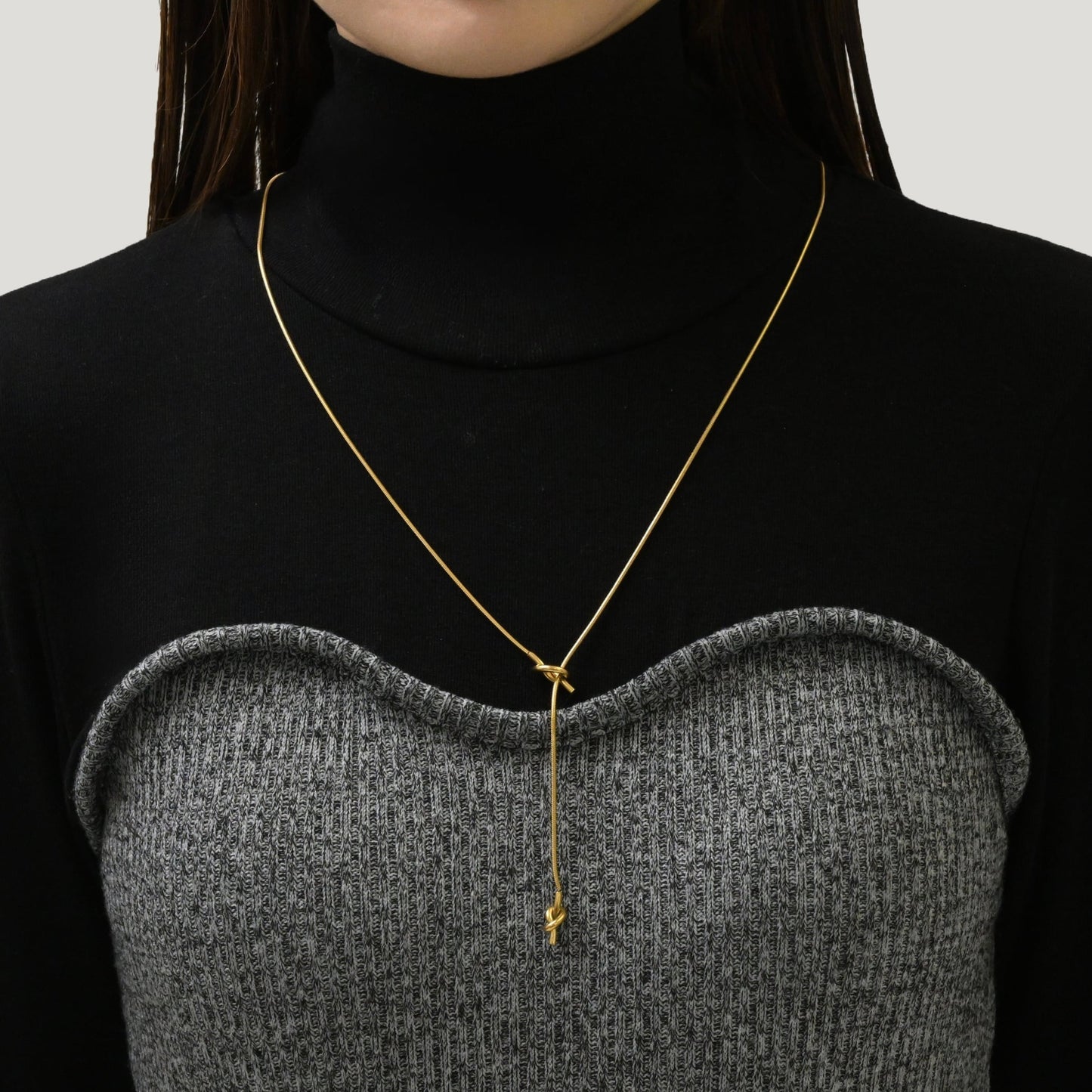 Knot long chain necklace(rne0056g)