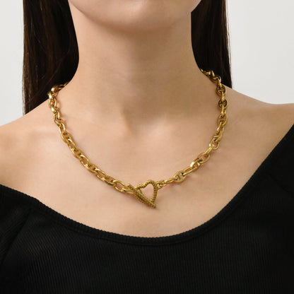 Heart anker chain necklace(rne0091g)