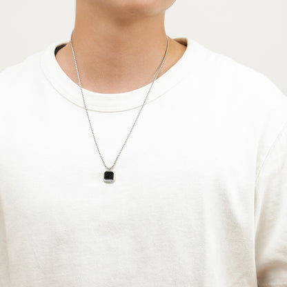 Black square pendant necklace(cne0048s)