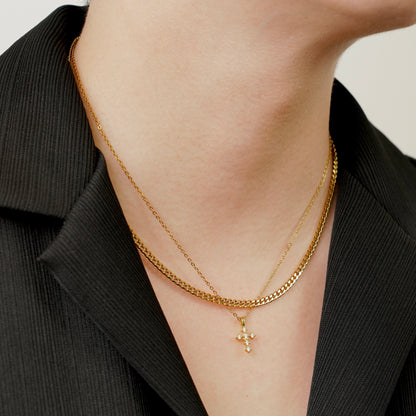 Cz cross necklace (cne0108g)