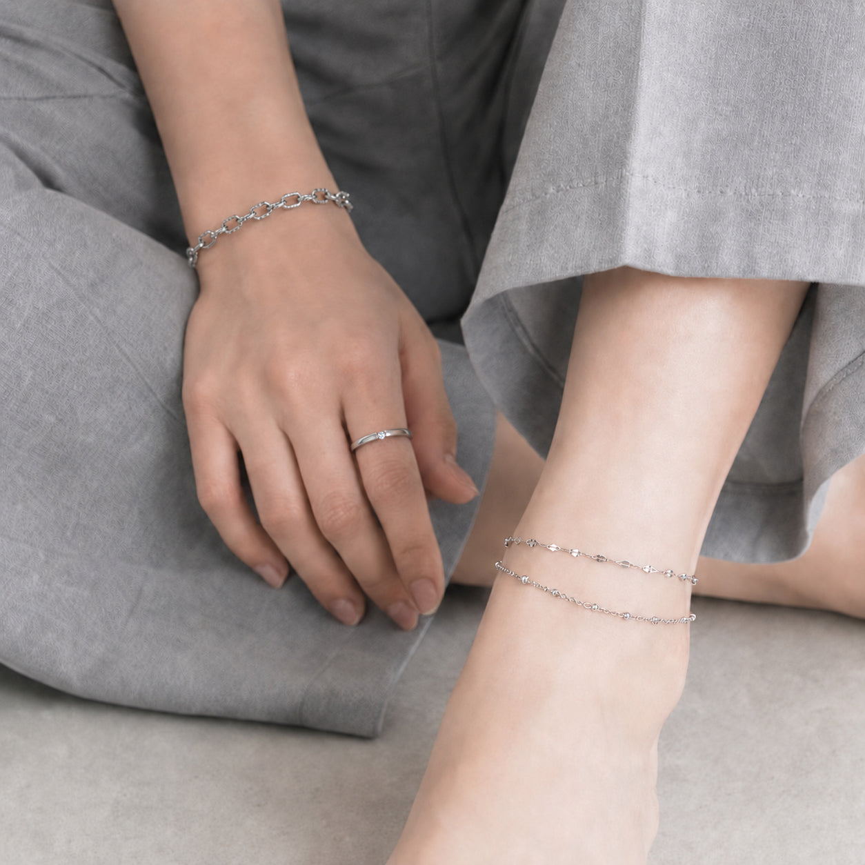Pental ball chain double anklet(ran0013s)